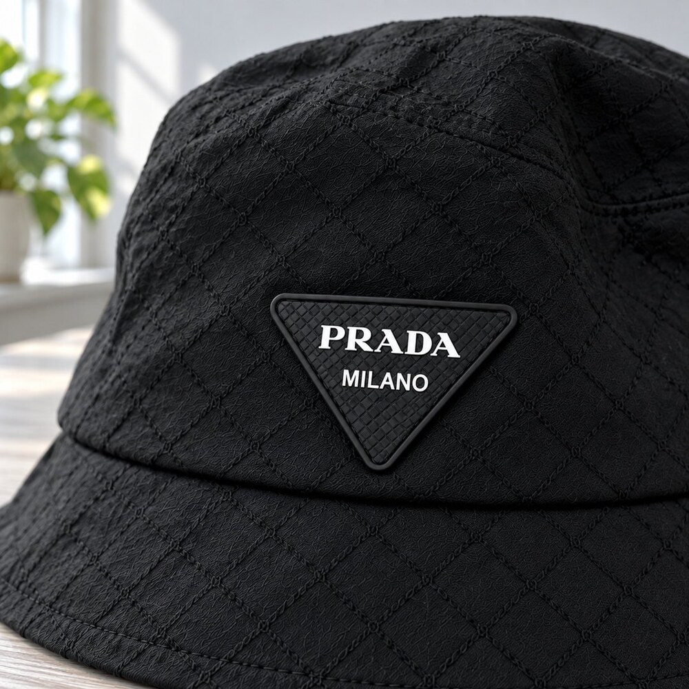 Prada Black Diamond-Texture Bucket Hat - Picture 5 of 6